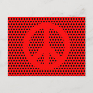 Red and Black Peace Symbol Postcard
