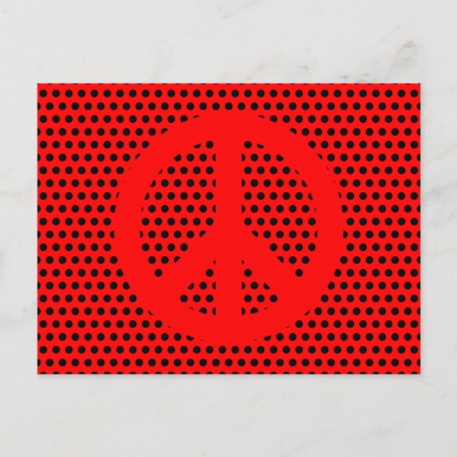 Red and Black Peace Symbol Postcard (Front)