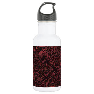 Red and Black Persian Mandala Star Pattern 532 Ml Water Bottle