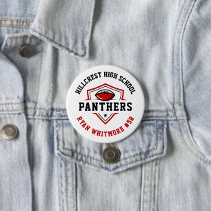 Red and Black Personalised Football Team Spirit 7.5 Cm Round Badge