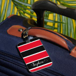 Red And Black Personalised Name Stripes Luggage Tag<br><div class="desc">Red And Black Personalised Name Stripes Luggage Tag... </div>