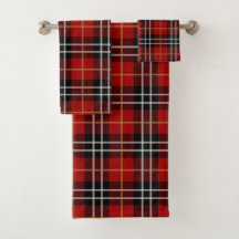 Red and Black Plaid Bath Towel Set