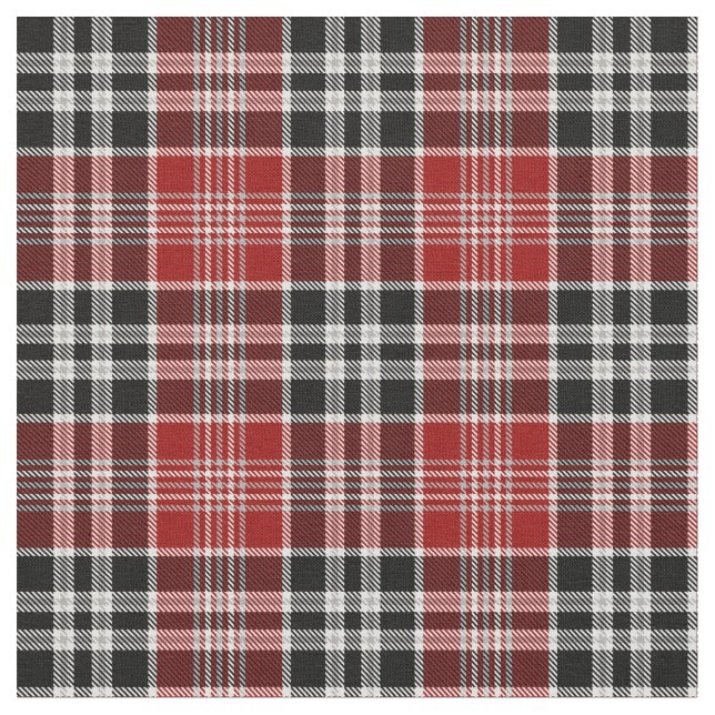 Red and Black Plaid Buffalo Check Pattern Fabric (Close Up)