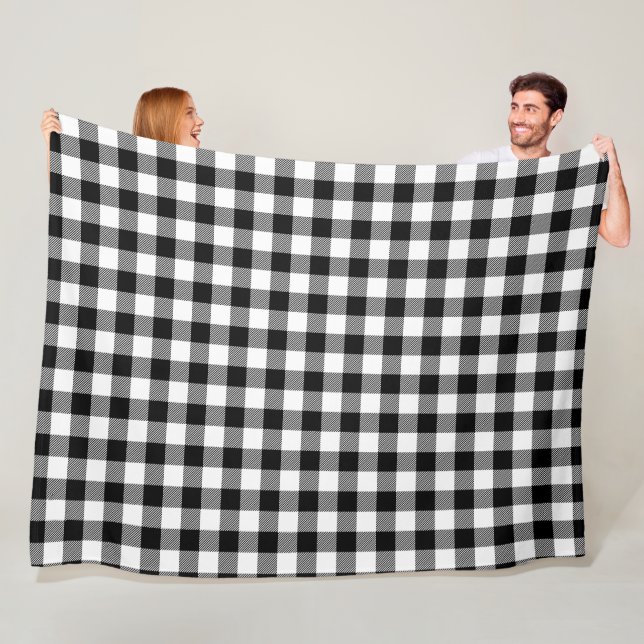 Red and Black Plaid Buffalo Check Pattern  Fleece Blanket (In Situ)