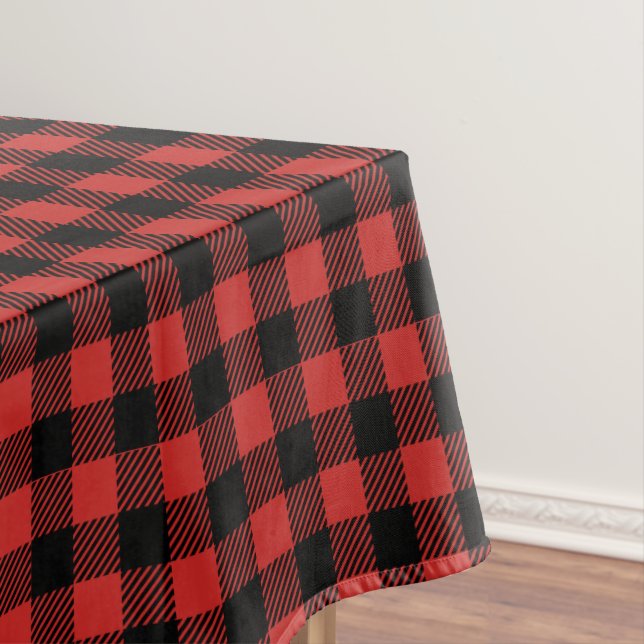Red and Black Plaid Design Tablecloth (In Situ)