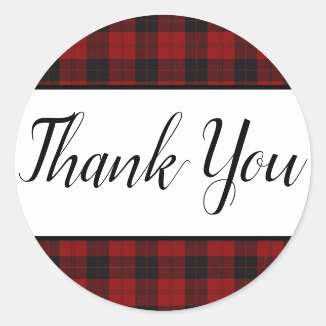 Red and Black Plaid Favour Stickers (Front)