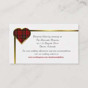 Red and Black Plaid Heart Wedding Enclosure Card