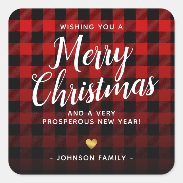 Red and Black Plaid Merry Christmas Gift Tag (Front)