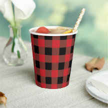 Red and Black Plaid Paper Cups 