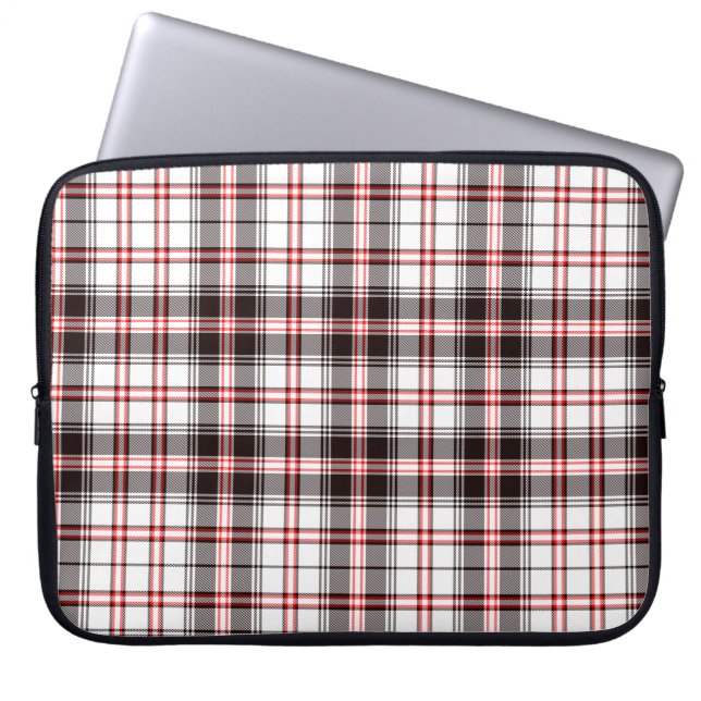 Red and Black Plaid Pattern Laptop Sleeve (Front)