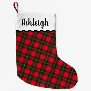 Red and Black Plaid Personalized Name Small Christmas Stocking