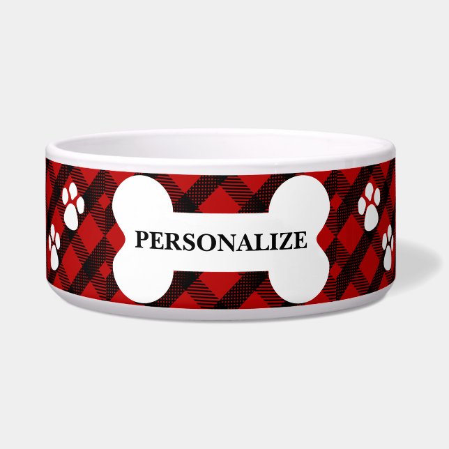 Red and Black Plaid - Pet Bowl  (Front)