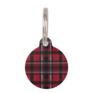 Red And Black Plaid Tartan Pattern With Pet's Info Pet Tag