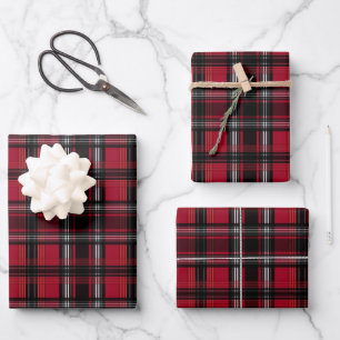 Red And Black Plaid Tartan Pattern Wrapping Paper Sheet