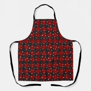 Red and black plaid with stars  apron