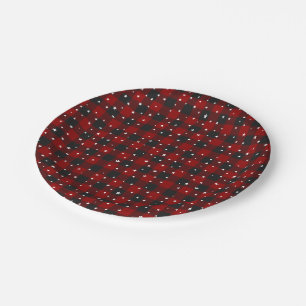Red and black plaid with stars  paper plate