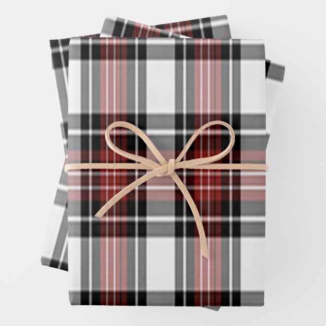 Red And Black Plaid Wrapping Paper Sheet (In situ)