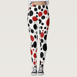 Red and Black Polka Dot Pattern Leggings