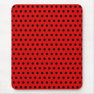 Red and Black Polka Dot Pattern. Spotty. Mouse Pad