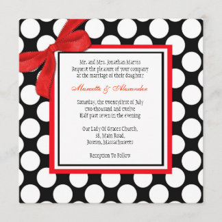 Red and Black Polka Dot Wedding Invitation