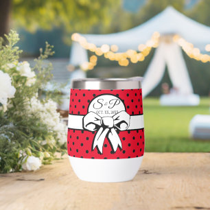 Red and Black Polka Dot White Bow Personalised