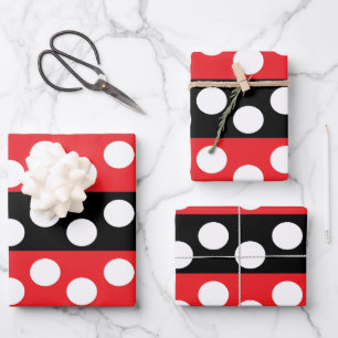 Red and Black Polka Dot  Wrapping Paper Sheet