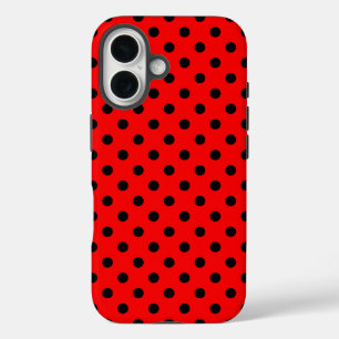 Red and Black Polka Dots iPhone 16 Case