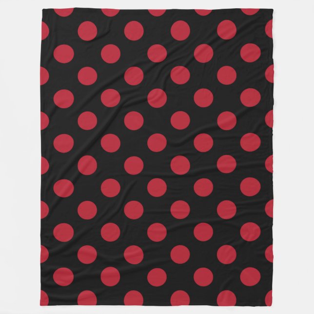 Red and black polka dots fleece blanket (Front)