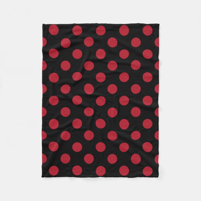 Red and black polka dots fleece blanket (Front)