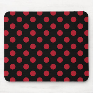 Red and black polka dots mouse pad