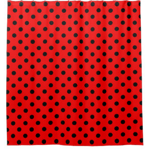 Red and Black Polka Dots Shower Curtain