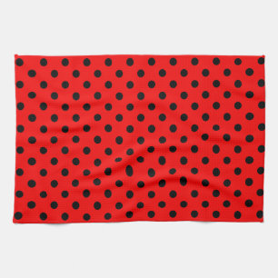 Red and Black Polka Dots Tea Towel