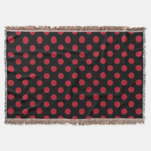 Red and black polka dots throw blanket