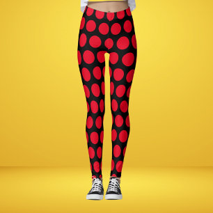 Red And Black Polka Dots Trendy  Leggings
