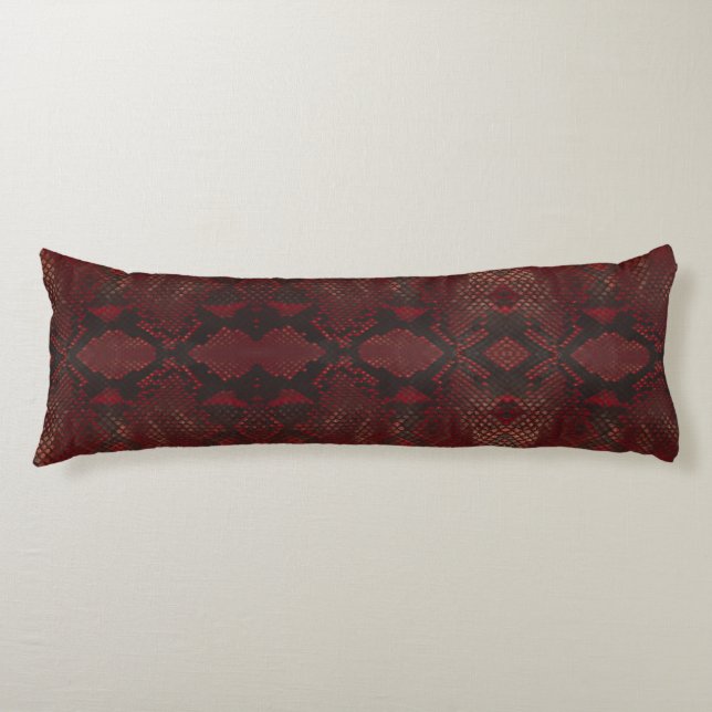 Red and Black Python Print Body Cushion (Front)
