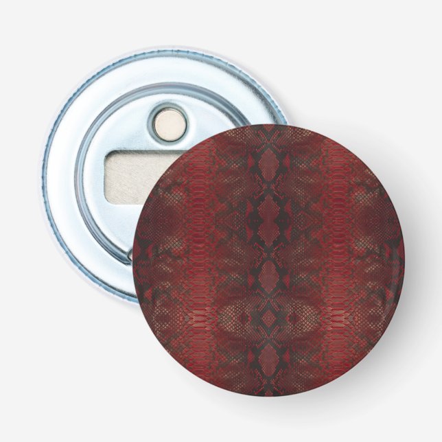 Red and Black Python Print Bottle Opener (Front)