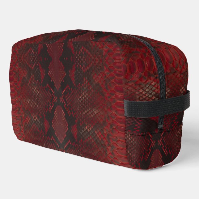 Red and Black Python Print Dopp Kit (Left Corner)