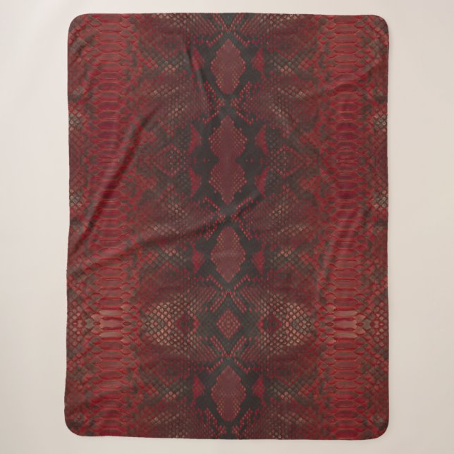 Red and Black Python Print Sherpa Blanket (Front)