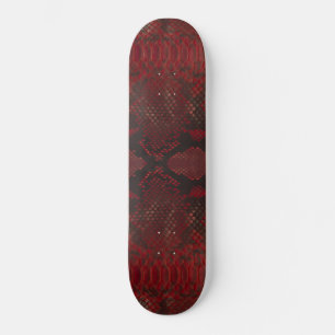 Red and Black Python Print Skateboard