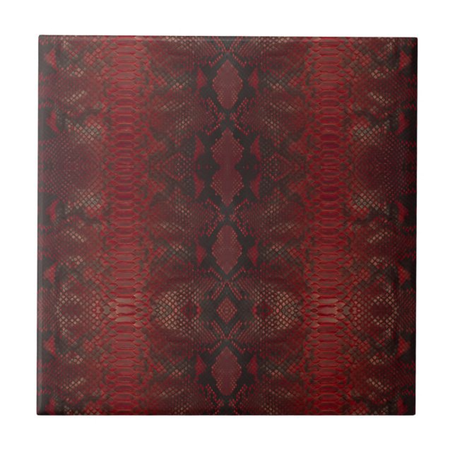 Red and Black Python Print Tile (Front)