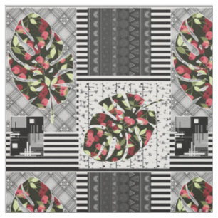 Red and Black, Quilting ,Patchwork, Rustic, Modern Fabric