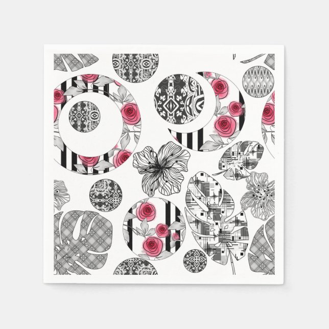 Red and Black, Quilting ,Patchwork, Rustic, Modern Napkin (Front)