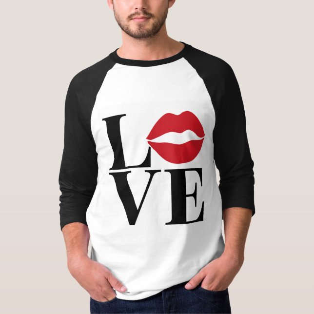 Red and Black Red Lips  Mens Baseball T-Shirt (Front)