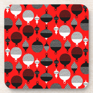 Red And Black Retro Christmas Decorative Ball Coaster