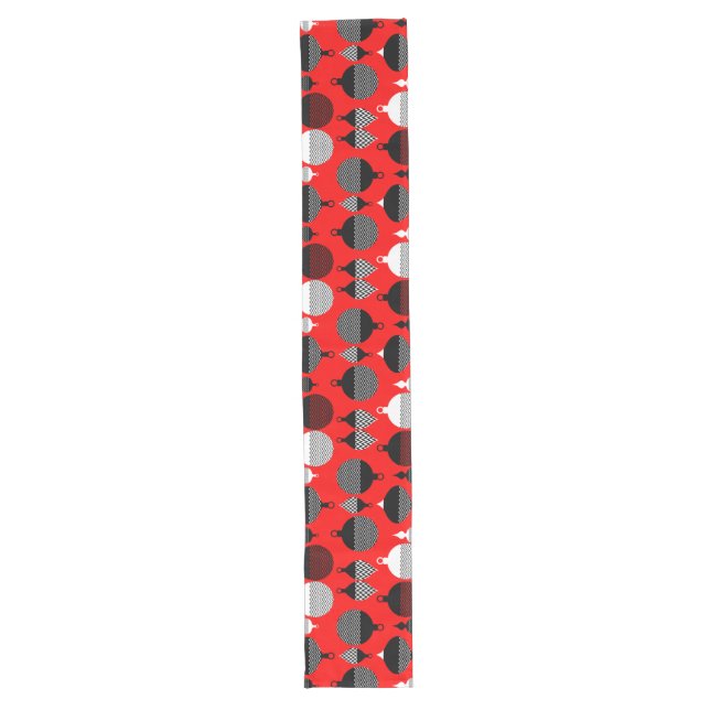 Red And Black Retro Christmas Decorative Ball Long Table Runner (Front)