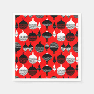 Red And Black Retro Christmas Decorative Ball Napkin