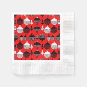Red And Black Retro Christmas Decorative Ball Napkin