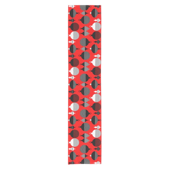 Red And Black Retro Christmas Decorative Ball Short Table Runner (Front)