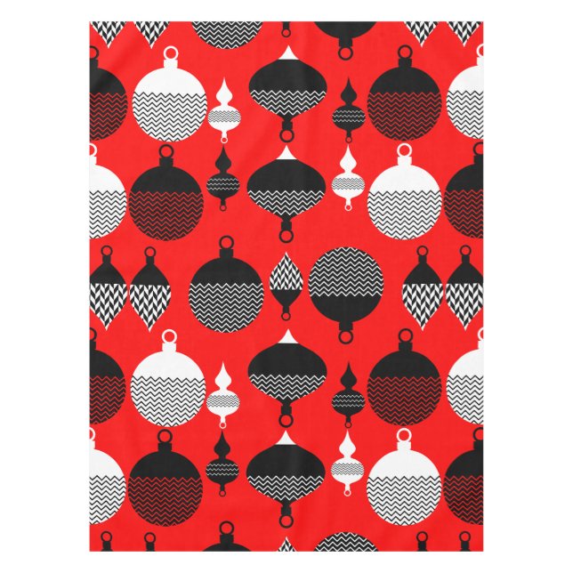 Red And Black Retro Christmas Decorative Ball Tablecloth (Front)