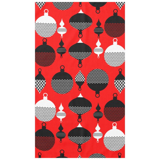 Red And Black Retro Christmas Decorative Ball Tablecloth (Front)